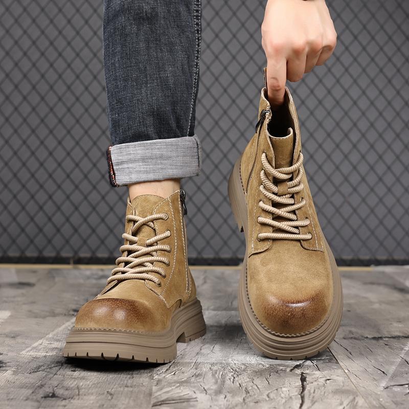 Ретро Новые Высокие Кеды Замшевая Кожа Новое Поступление Ботинки Челси Мужская Мода Ботильоны Мужские Повседневные Британский Стиль Короткие Ботинки