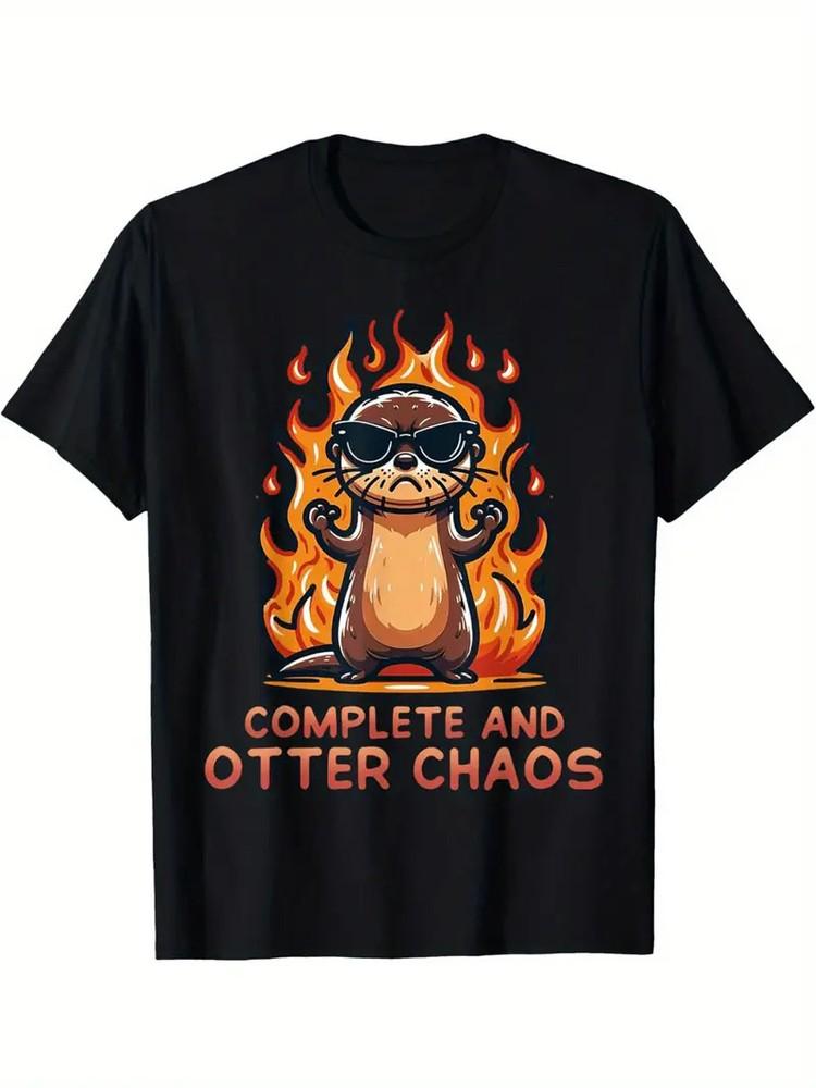 Otters Love Animals Retro Humor Trendy Printed T-shirt Men039;S Casual and Comfort Unisex T-Shirt