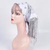 Sequins Scarf Exquisite Pattern Tassel Design Non-Fading Washable Quick Dry Decorative Polyester Women Beautiful Fringed Bandana Headscarf for Party