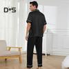 2Pcs/Set Silk Satin Men Pajama Set Notch Collar Button Down Pajama Top with Chest Pocket Elastic Waist Bottoms Set Sleepwear