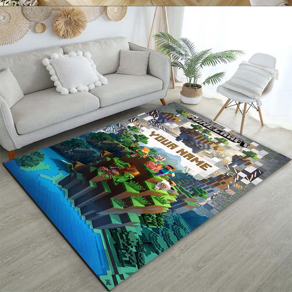 Minecraft Customized Name Area Rug Perfect For Decorate Room Balcony Outdoor Hallway Antislip Rug Anime Office Decor Gift For Festivals