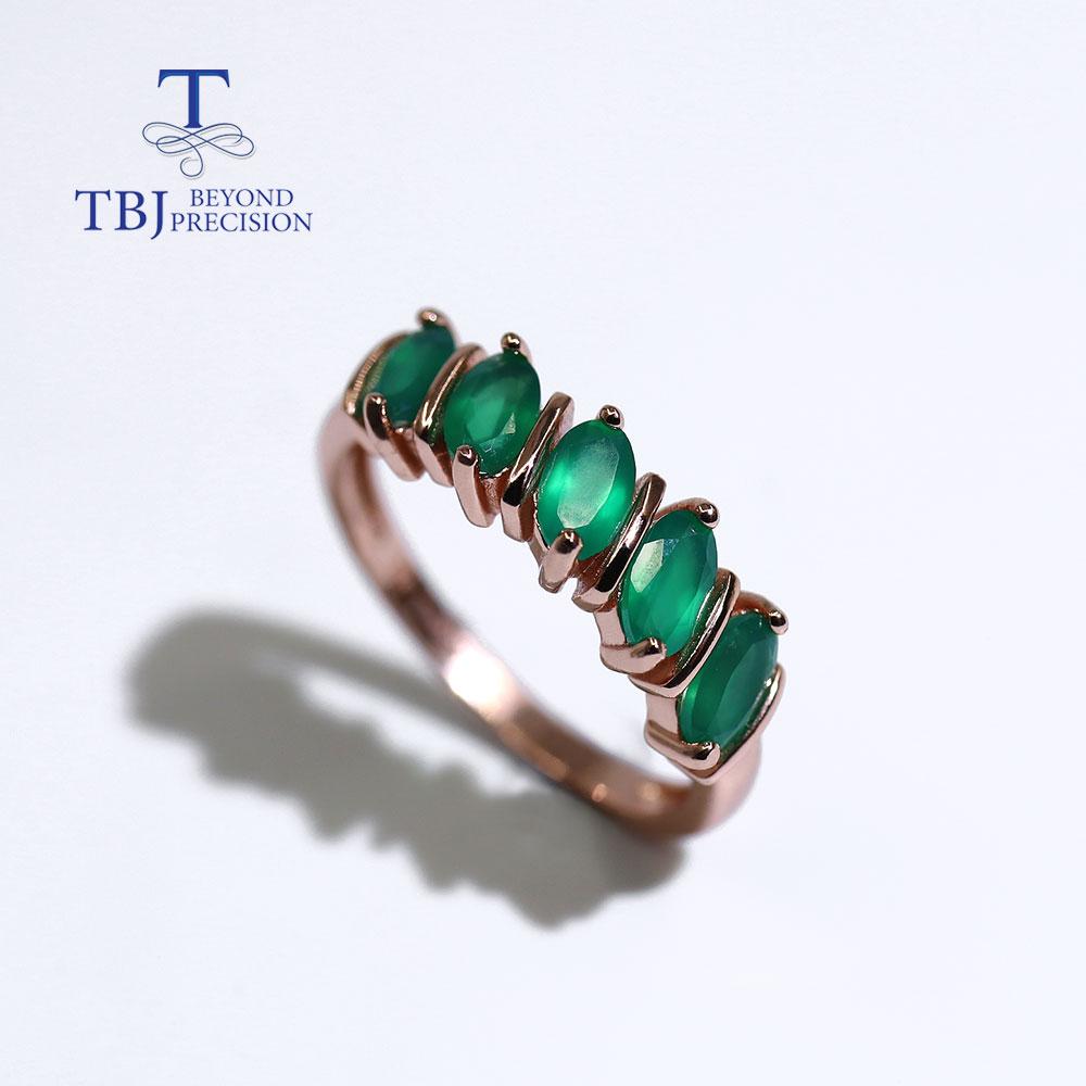 New Arrival Natural Green Agate Jewelry Set for Women Fine Jewelry 925 Sterling Silver Gemstone Ring Earrings Daily Wear Gift