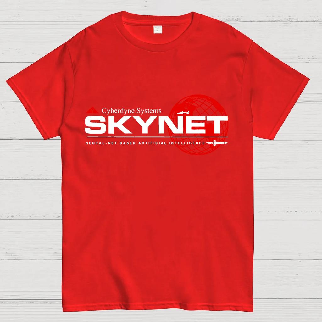 Cyberdyne Systems Skynet Мужская футболка с принтом Мягкая хлопковая футболка с влагоотводящими свойствами Летняя повседневная пляжная одежда Унисекс
