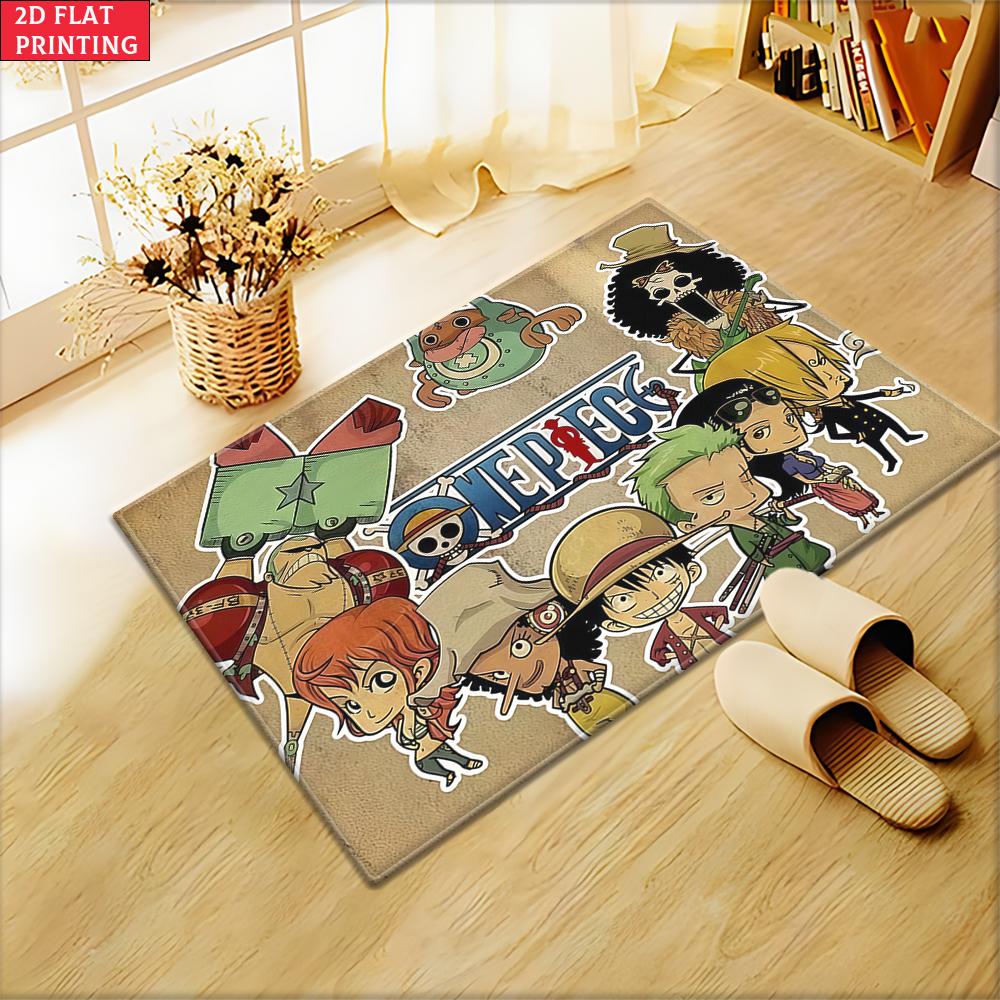 Anime Chibi Straw Hat Crew Doormat, Cute Cartoon Pirate Non-slip Floor Mat, Decorative Entrance Rug for Home Living Room Bedroom