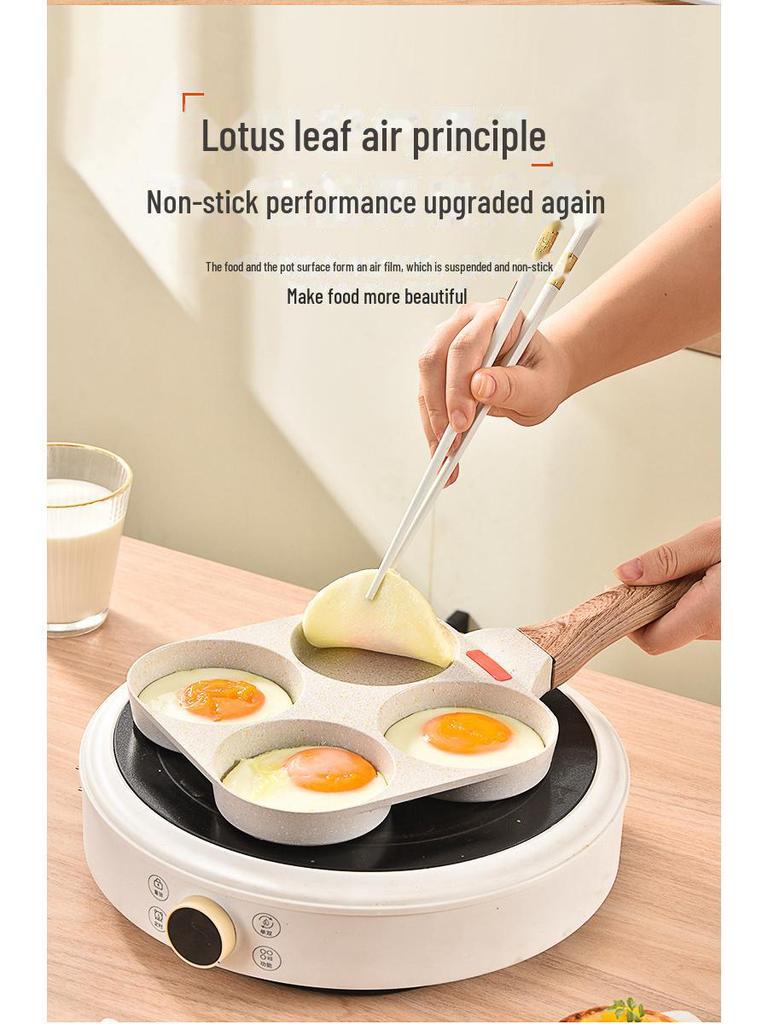 Non-Stick 4-Hole Breakfast Frying Pan for Eggs, Burgers, and Pancakes