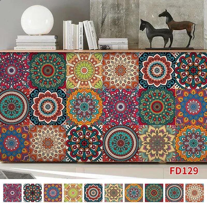 Новые 10 шт. хрустальные твердые плитки в стиле мандалы, керамические настенные наклейки для кухни, шкафа, домашнего декора, художественная роспись, наклейки на стену