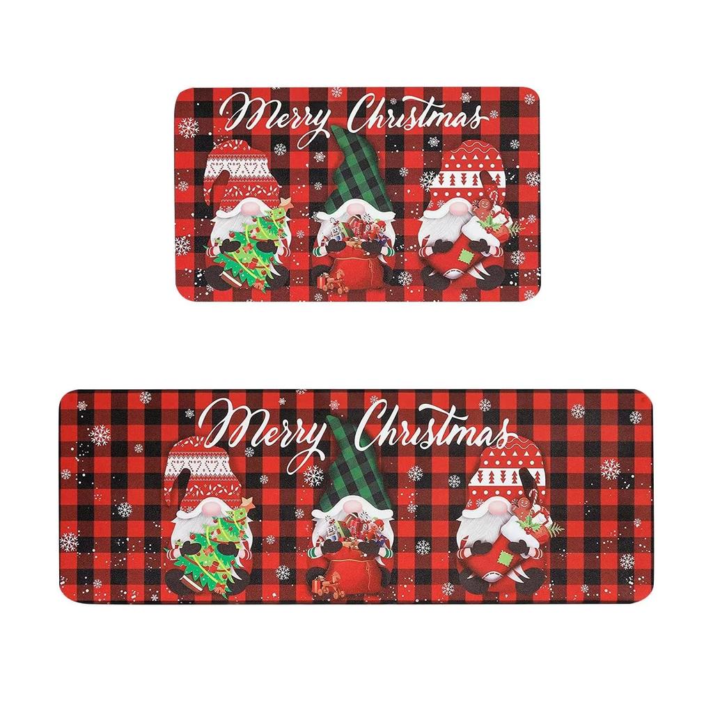 Santa Claus print Christmas Long Strip Crystal Velvet Carpet Home Kitchen Bathroom Toilet Dirty Wear NonSlip Mat Home Decoration