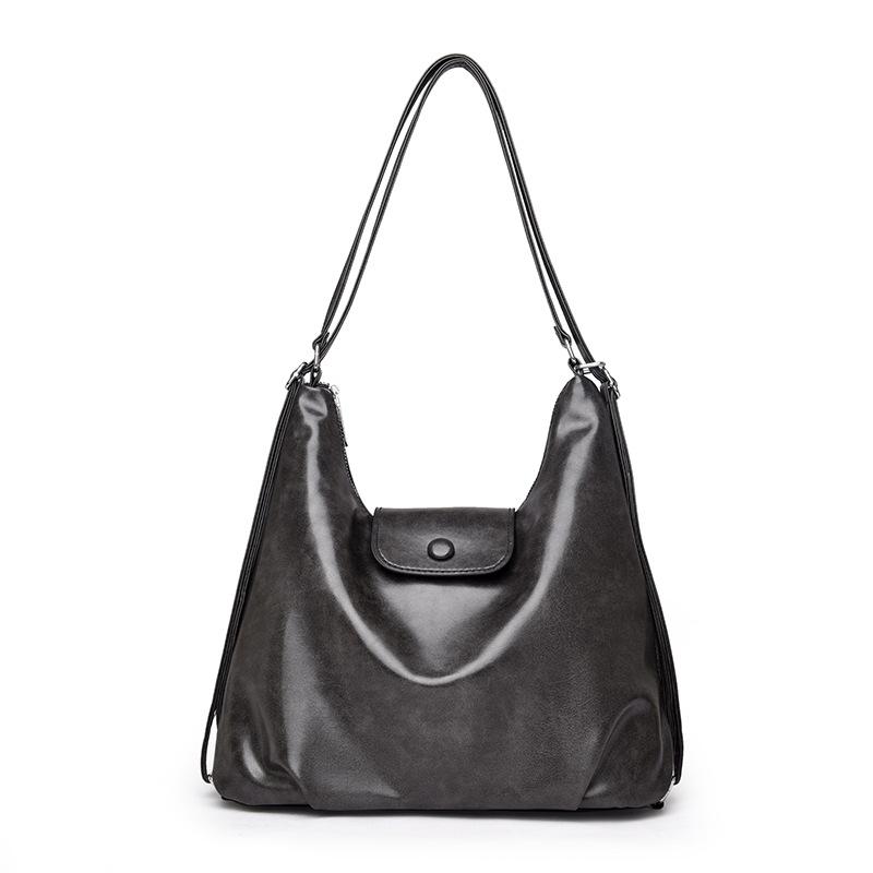 Retro soft leather backpack women's 2026 new versatile casual messenger bag large capacity class tote bag