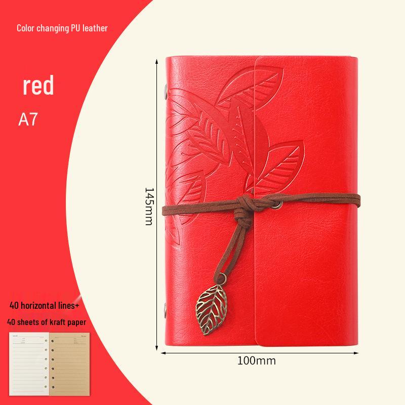 Retro Leaf Ring-Bound Travel Journal Notebook