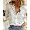 Spring Autumn Floral Printing Shirt Casual Loose Long Sleeve Cotton Linen Shirts Plus Size Women's Tops