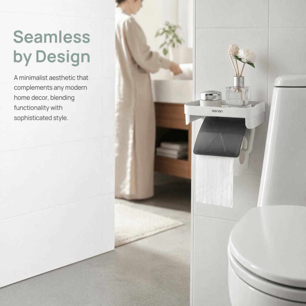 Wall Mounted Toilet Paper Holder Plastic Toilet Roll Holder Tissue Dispenser Shelf Multifunctional