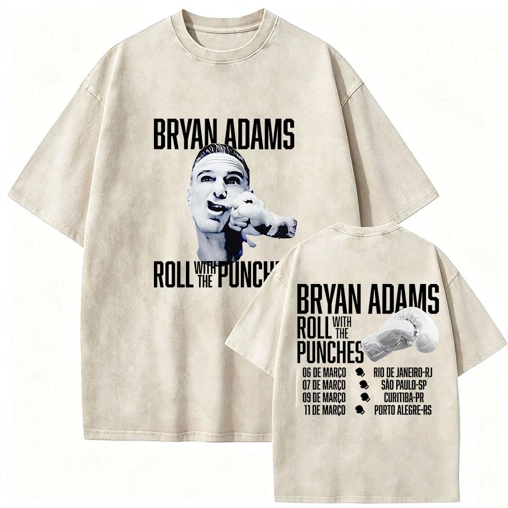 Bryan Adams Roll With The Punches Tour 2026 Vintage Washed T Shirts Unisexs Unisex Gothic Clothing Fashion Oversized Cotton Tshirt