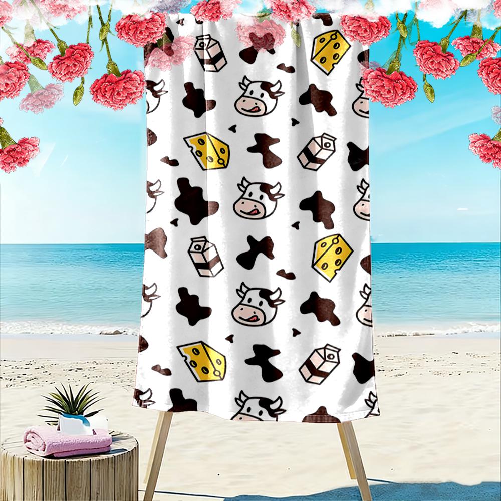 Cow, Milk, Cheese Pattern Design Beach towel quick-drying for travel outdoor sports jogging beach and swimming