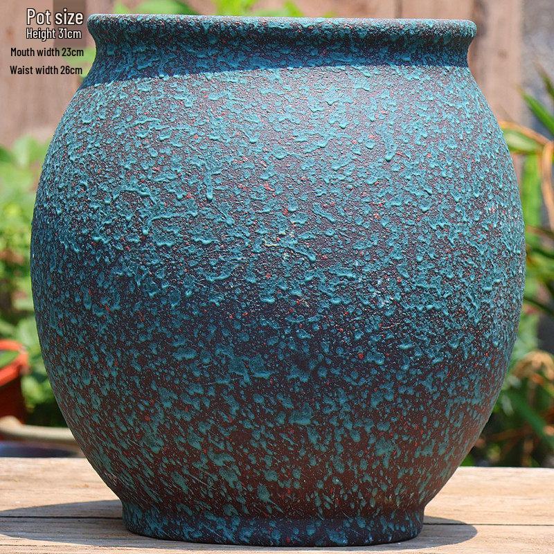 Vintage Ceramic Pot for Indoor/Outdoor Use – Large, Breathable Coarse Pottery for Green Plants, Tall Wide Mouth Design for Bougainvillea & Succulents