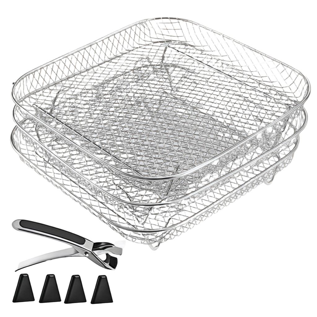 Решетка для приготовления аксессуары для аэрофритюрницы 19,5x13,5x9 см Прямоугольный штабелируемый набор решеток Хрустящая текстура Кулинария Кухня Кулинария