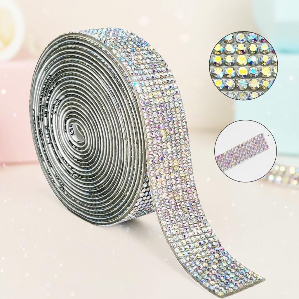 1 Roll Shining Rhinestone Sticker Self Adhesive Diamond Sticker DIY Decorative Stickers 4 8 10 14 Rows for Crafts Scrapbooking