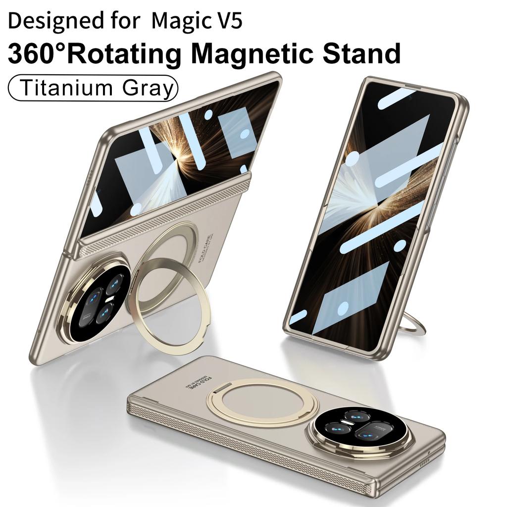 For Honor Magic V5 Case Protective Shell Fashion 360 Hinge Protection Magsafe Cases Mobile Phone Back Cover With Tempered Glass