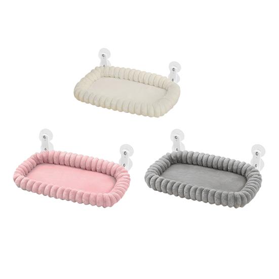 Лежанка для кошек на окно Сверхпрочный гамак для кошек на присосках Подоконник Складная кровать-лежак для кошек со стираемой плюшевой подушкой для крупных кошек