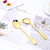 Gold Dinnerware Set Salad Spoon Fork Stainless Steel Cutlery Set 2 Pcs Mirror Silverware Set Unique Dessert Spoon Fork Tableware