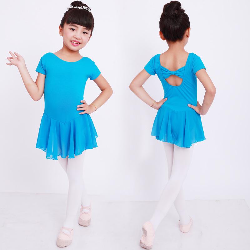 Платье-купальник для балета с открытой спиной и короткими рукавами для девочек