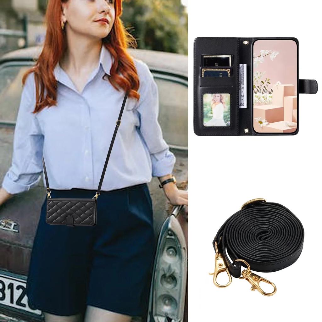 Чехол-книжка из флип-кожи с длинным ремешком для Samsung Galaxy S26 S25 S24 Ultra S23 FE S22 S21 S20 S10 Plus Кошелек Cover Coque