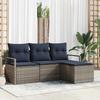 4 Piece Sofa Set Grey Poly Rattan