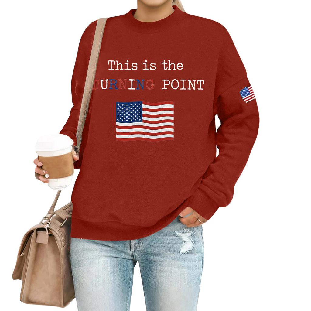 Women's Casual Fashion Round Neck Long Sleeve  Printed Sweatshirt