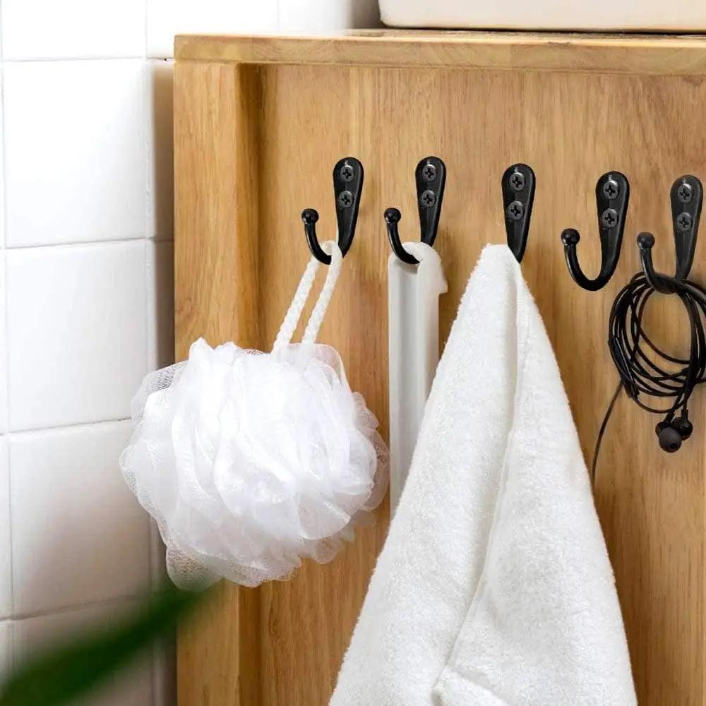 10pcs Alloy Hooks with Screws Wall Mounted Hanging Hangers for Coat Towel Bags Caps Hook Kitchen Bathroom Storage Rack Holders