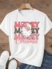 (Asian Size) Tee Top Festival  Merry Christmas Leopard Love Happy New Year Holiday Women Print Lady Short Sleeve Fashion Graphic T-shirts