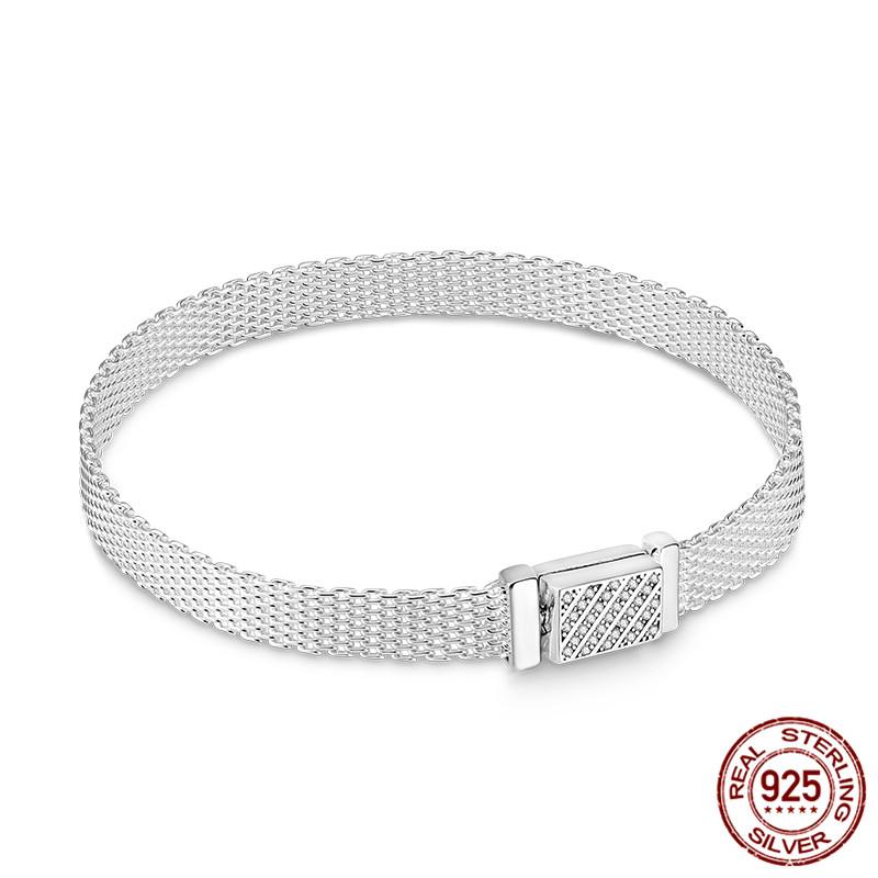 Bracelet 925 Silver & Rose Gold Cubic Zircon Clasp Reflection Bracelet for Women Bracelet Silver Jewelry