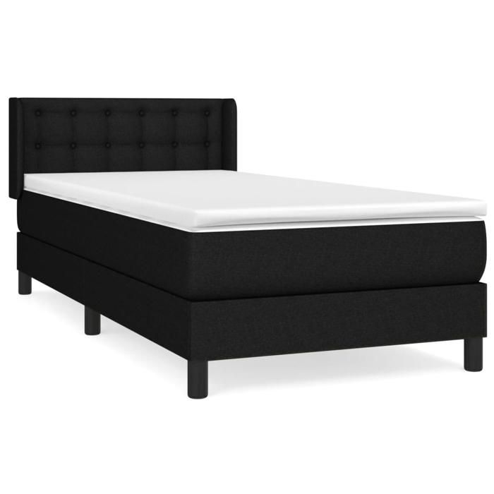 Lit avec sommier et matelas - Maison Exclusive - Noir - 80x200 cm - Tête de lit réglable