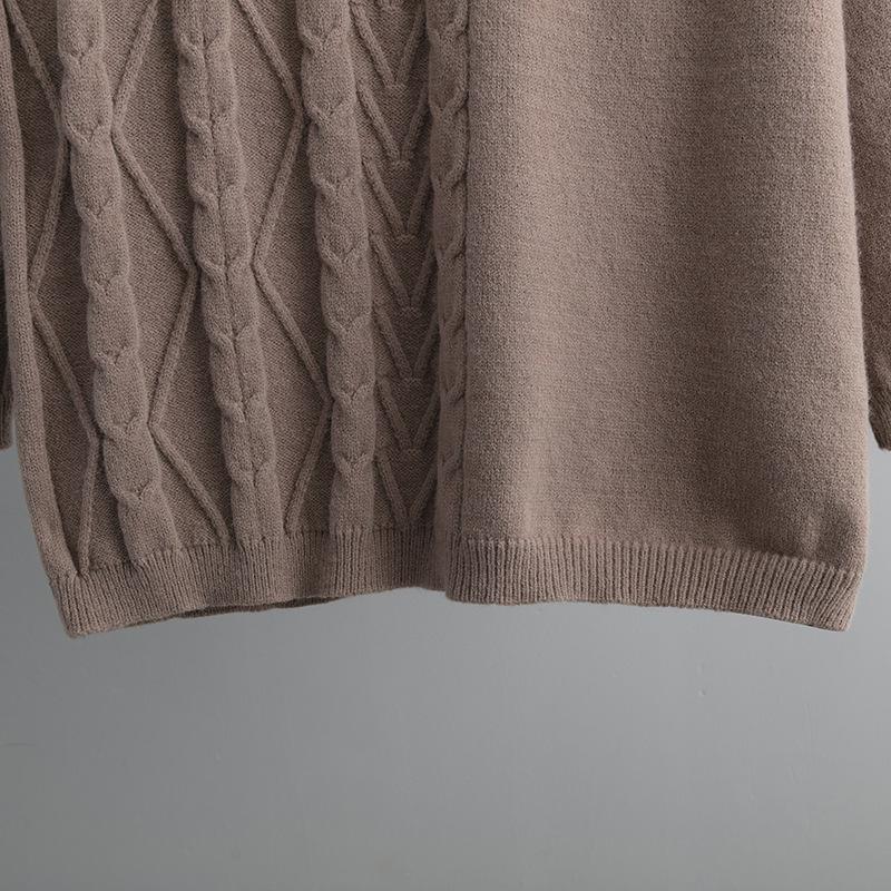 QICED Осенне-зимний комплект большого размера с высоким воротом, модный, нежный и непринужденный стиль, комплект из двух предметов свитера, однотонный трикотажный