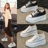 8CM Inner Height Increase Casual Women's Shoes 2025 Autumn New Small Muffin Platform White Shoes Leather Small Size Board Shoes