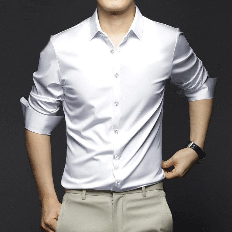 Men's Shirt Business Long Sleeve Shirt Smooth Breathable Casual Shirt Large Size Shirt