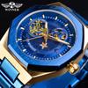 WINNER Men's Fashion Casual Skeletonized Mechanical Movement Automatic Mechanical Watch