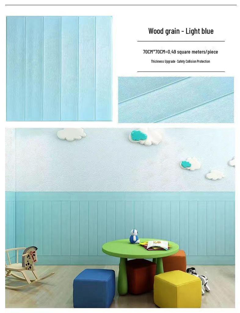 Самоклеящиеся настенные стикеры 3D под дерево: Мягкие, противоударные обои для декора спальни