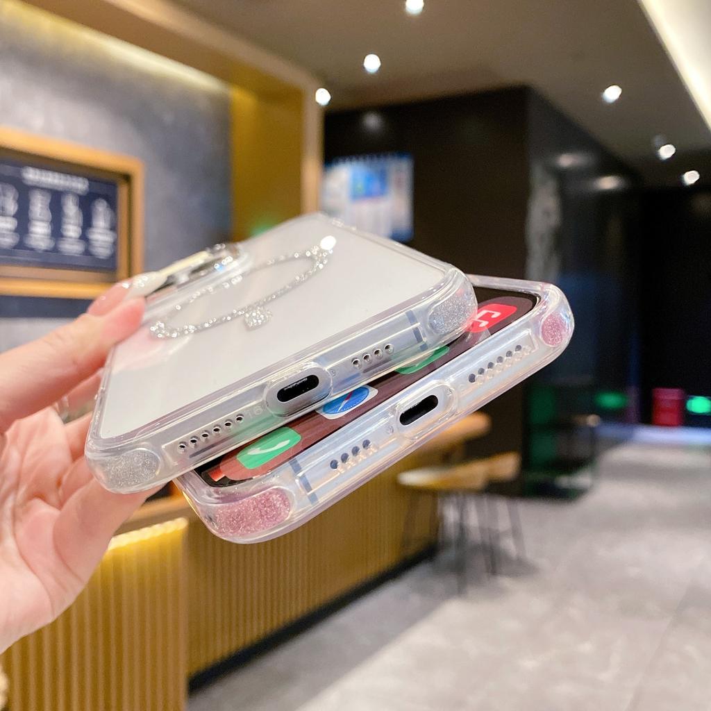 For iPhone 16 Pro Clear Case TPU + Acrylic Glitter Phone Cover Compatible with MagSafe