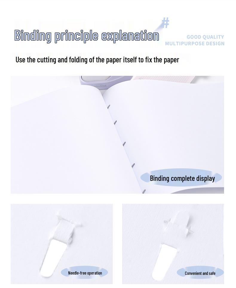 Kedeyou 5399 Компактный степлесс-степлер - Экономящий усилия инструмент для скрепления документов для студентов