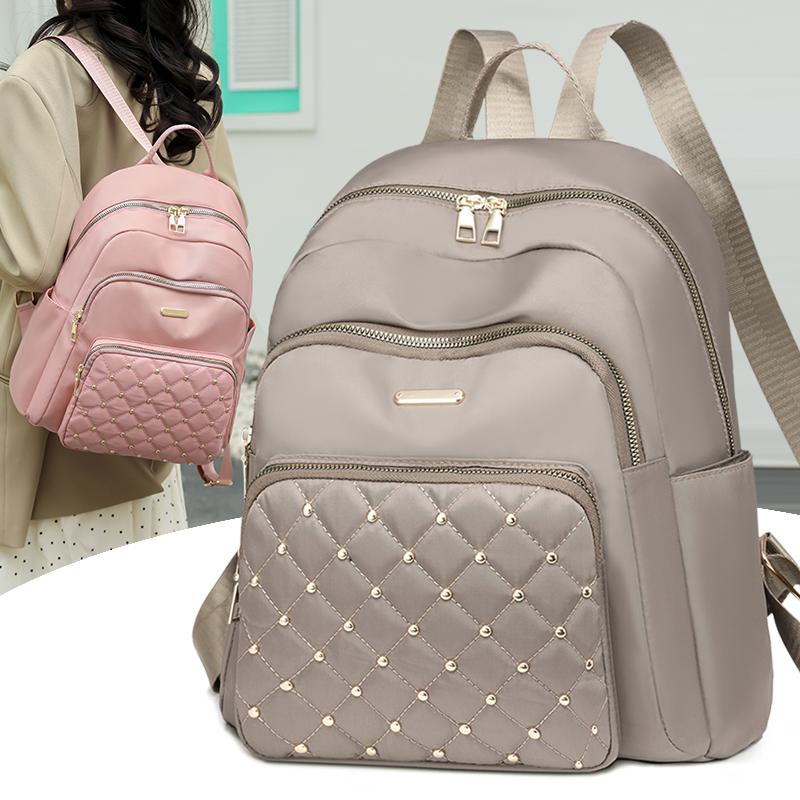 Заклепки украшения большой емкости женский дорожный рюкзак бренд дизайнер нейлоновая ткань сумка через плечо мода досуг девушка школьная сумка
