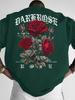 New Unisexs Dark Rose Graphic Tshirt Gothic Letter Print Streetwear Crew Neck Short Sleeve Polyester Tops S2xl
