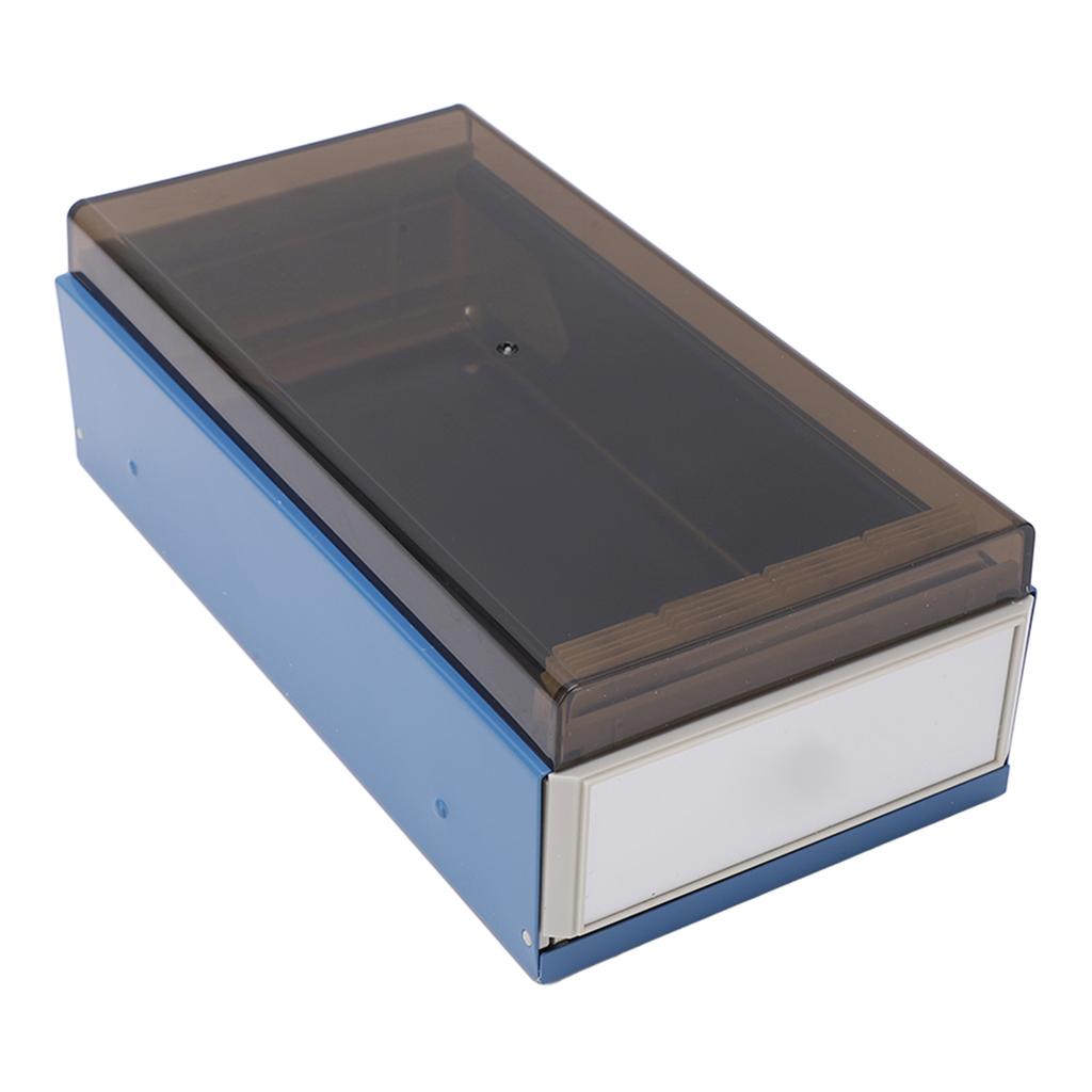 Index Card Holder Blue Extendable End Enlarged Space Transparent Plastic Sliding Design Desk Credit