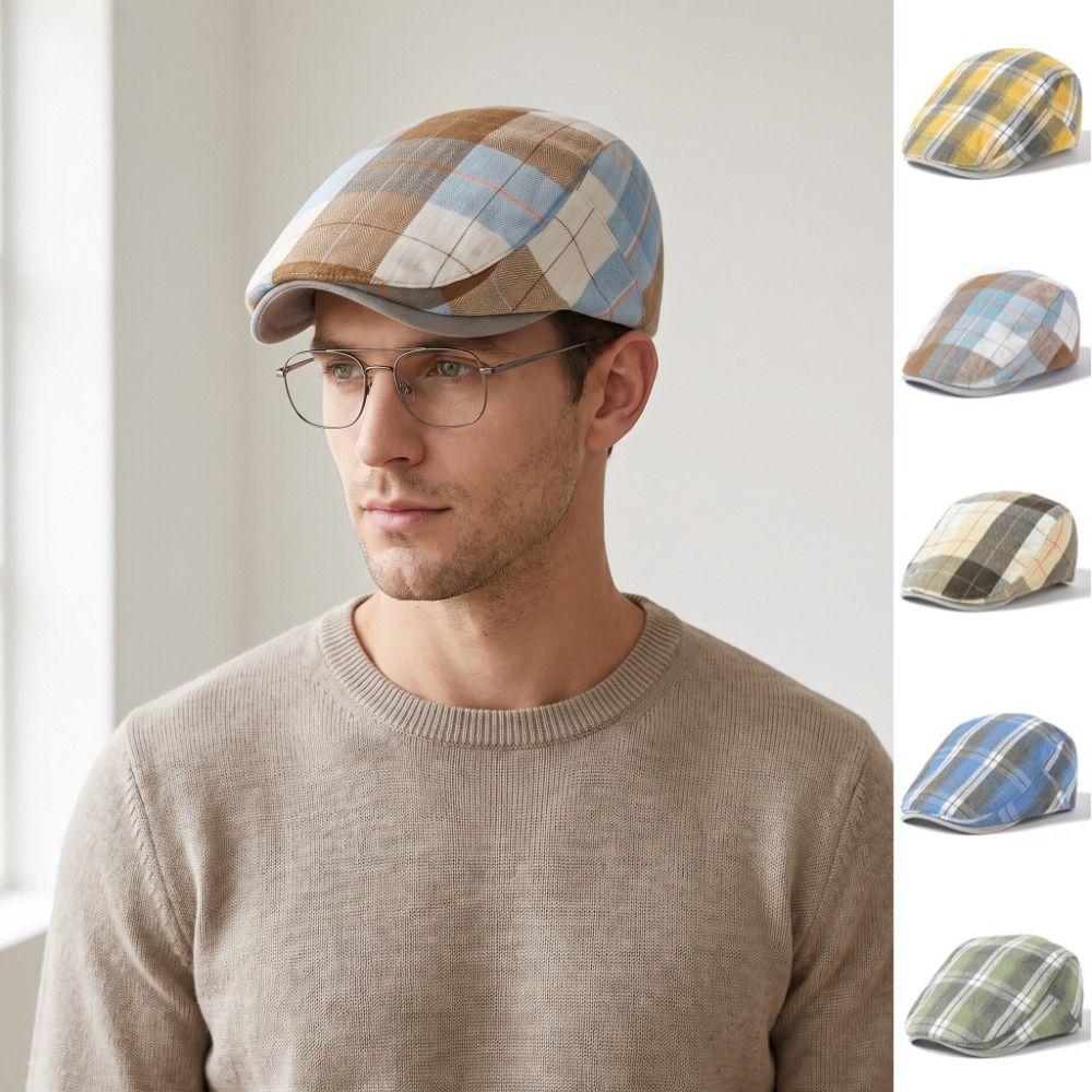 Colorful Plaid Dot Beret Checkered Pattern Retro Painter Hat Personality Forward Cap Ladies