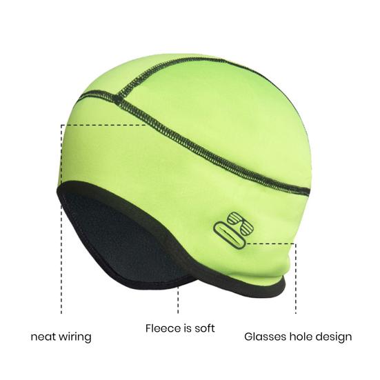 Cycling Helmet Liner Skull Fall Winter Eyeglasses Hole Warm Thick Fleece Stretch Outdoor Riding Helmet Protector Brimless Beanie Headgear