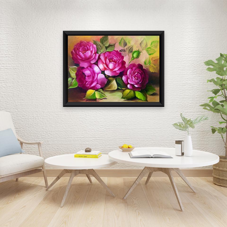 5D DIY Diamond Painting Flowers Rose In Vase Cross Stitch Kit Full Drill Embroidery Mosaic Wall Art of Rhinestones Decor Gift