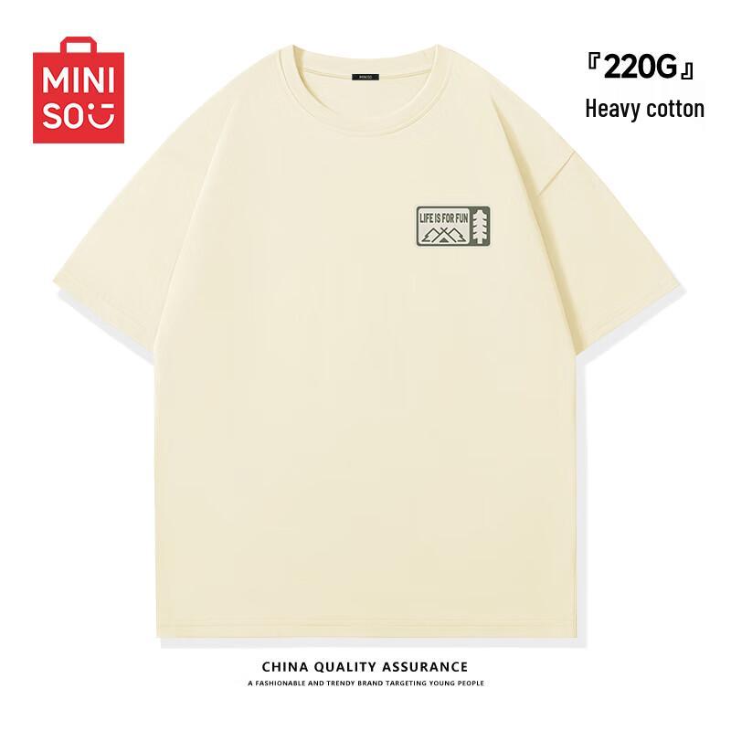 MINISO Мужская летняя свободная футболка из плотного хлопка