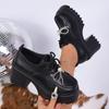 Мода Мода Одиночная обувь Осень Новые Крылья летучей мыши дьявола Готическая Женская обувь Толстая подошва Водонепроницаемая Платформа Металл