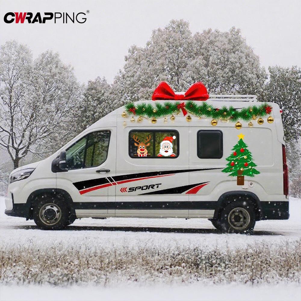 Рождественская наклейка из винила с оленем для мотоцикла, Аксессуары для мотоцикла, Наклейки для автомобиля и мотоцикла, Наклейки для электросамоката