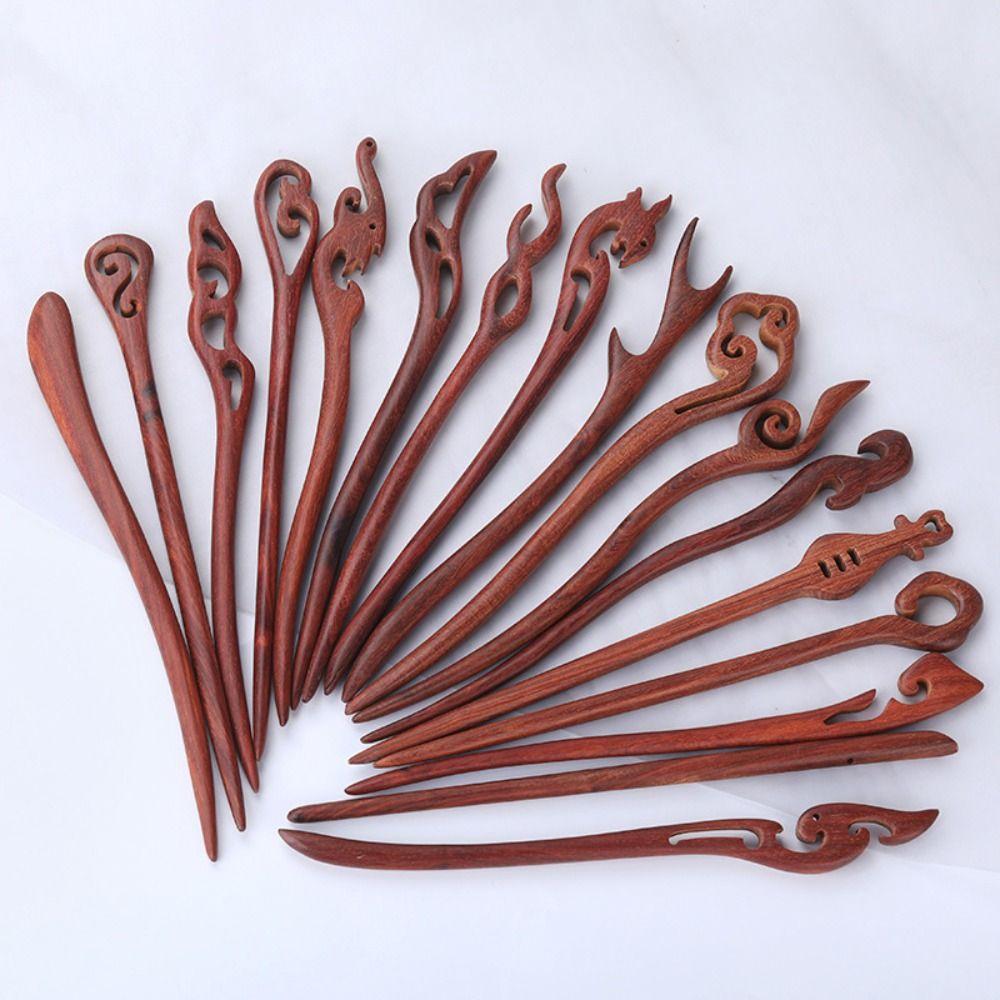 Red Sandalwood Wooden Hairpin Chinese Style Hair Sticks New Hair Clips Women