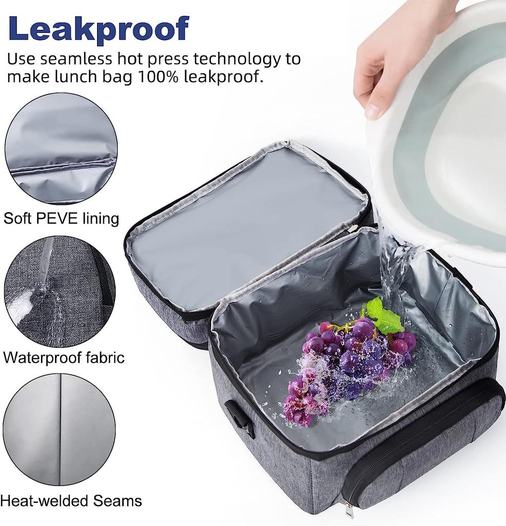 Портативная термосумка для обеда, двухслойная сумка-холодильник для еды для пикника, ланч-бокс, водонепроницаемая офисная сумка для пикника с плечевым ремнем