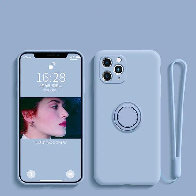 Жидкий силиконовый чехол для Xiaomi 14T Pro с вращающимся на 360° держателем-кольцом, чехол для Xiaomi 15 14 13 12 13T 12T Pro Fundas со шнурком